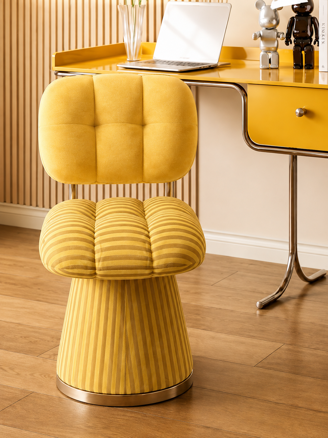 French Cream Swivel Vanity Chair