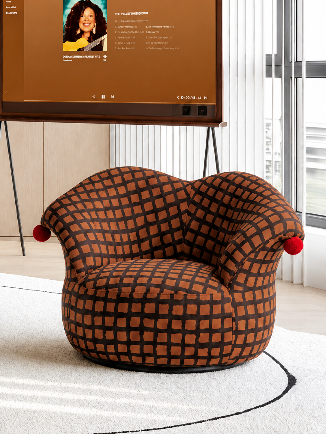 Vintage Checkered Clown Lounge Chair