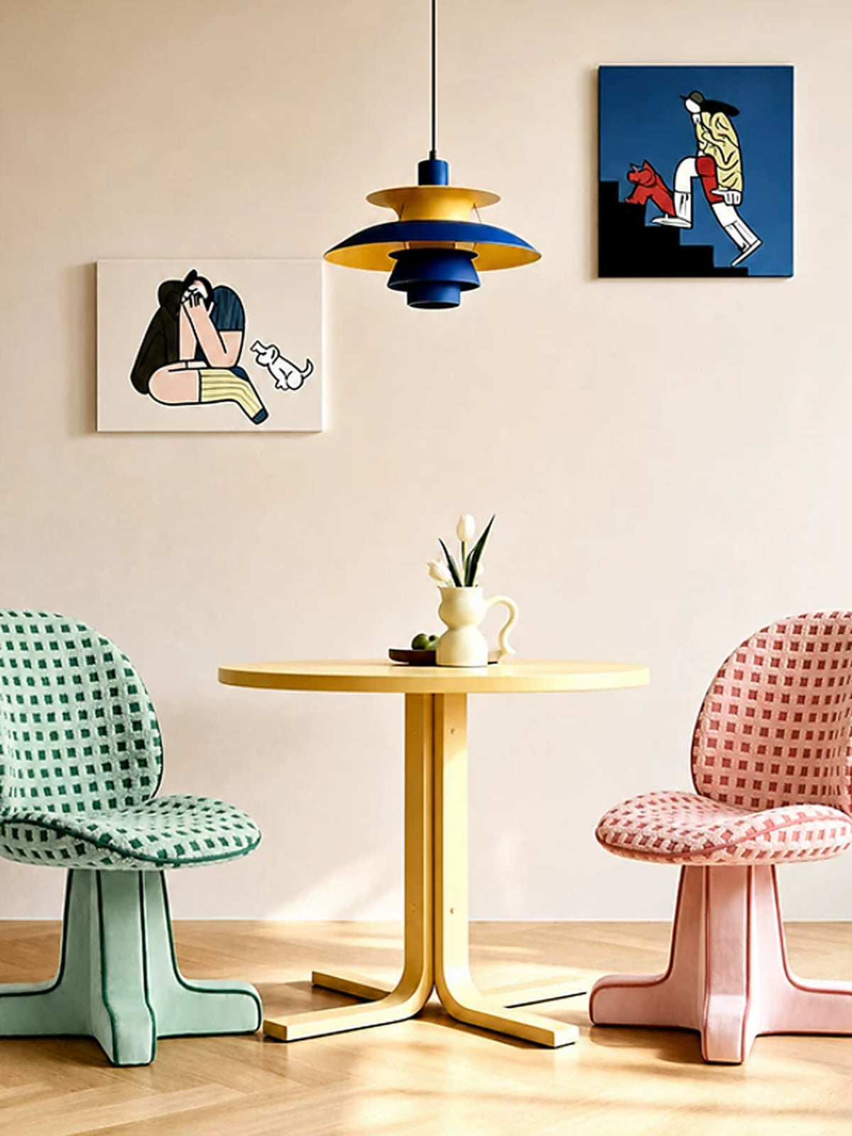Dopamine Checkered Vanity Chair