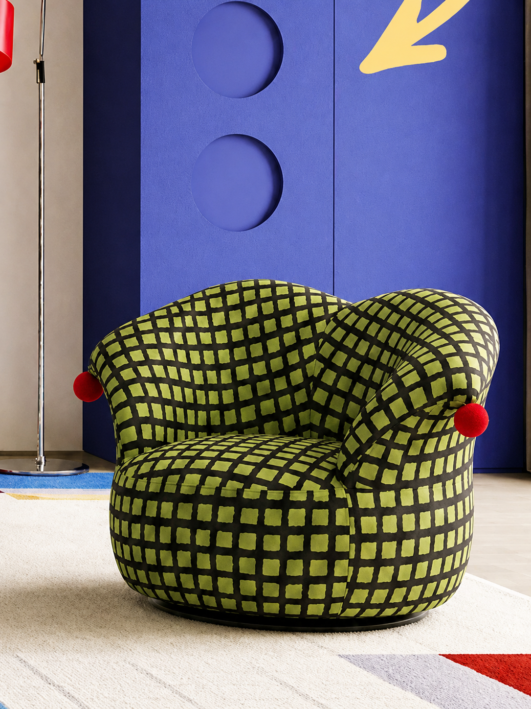 Vintage Checkered Clown Lounge Chair