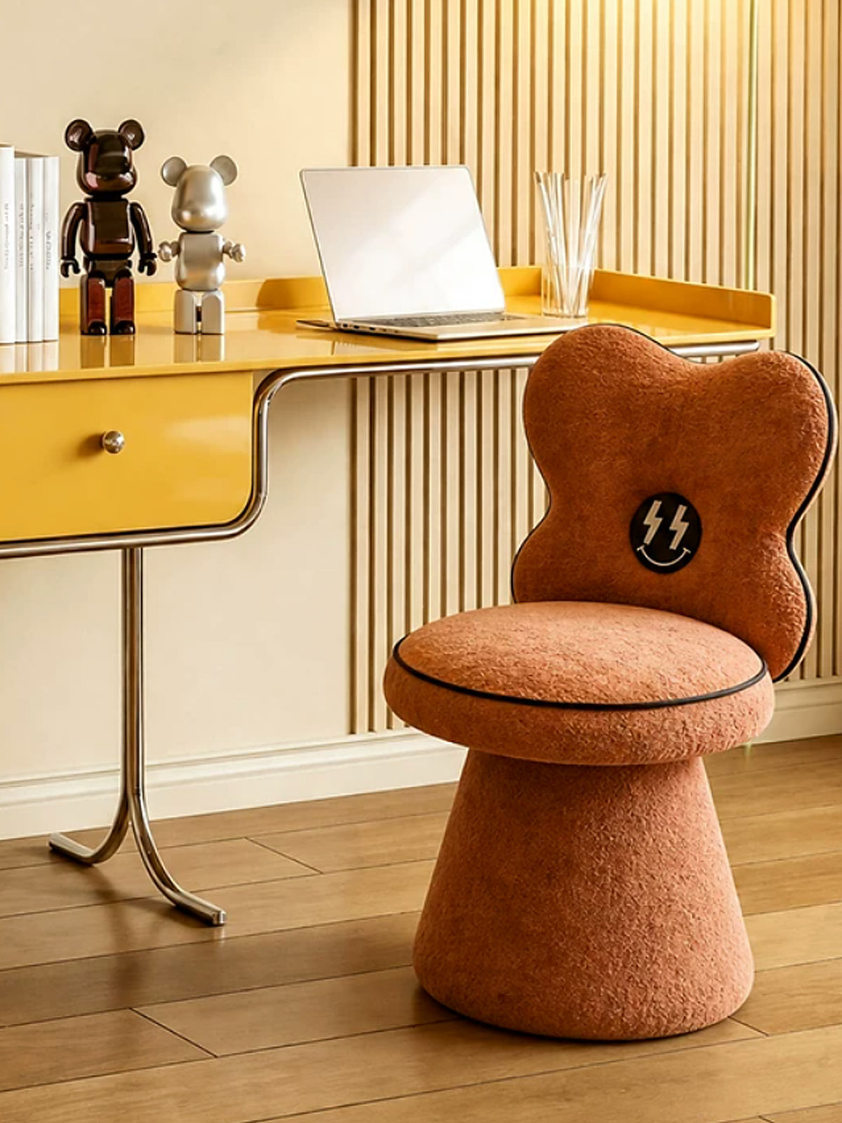 French Chenille Swivel Vanity Chair